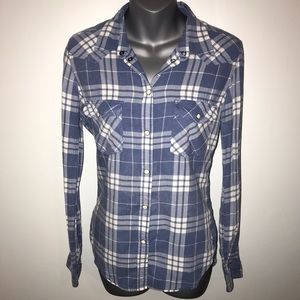 White and blue flannel